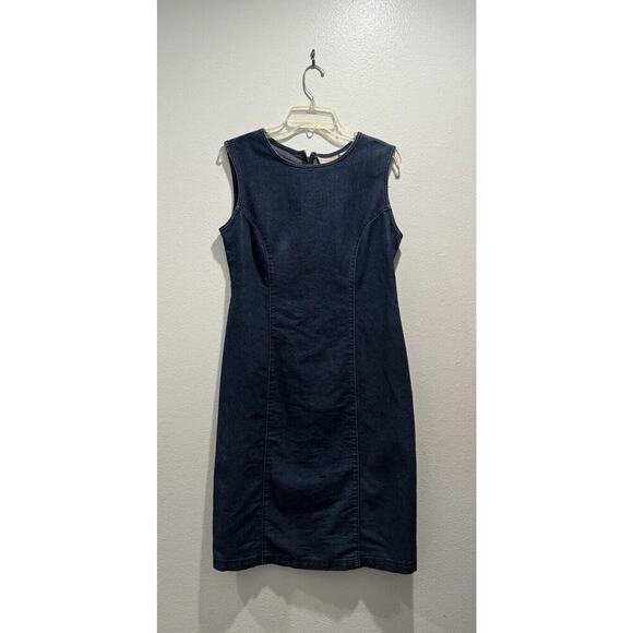 Vintage Expressions Size 10 Modest Sleeveless Denim Dress VTG Work Jean Country - Picture 1 of 6